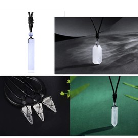 XIANNVXI Clear Quartz Crystal Necklace for Men Women Healing Crystals Pendant Mens Necklaces Adjustable Black Rope Bar Hexagonal Point Jewelry 4Pcs