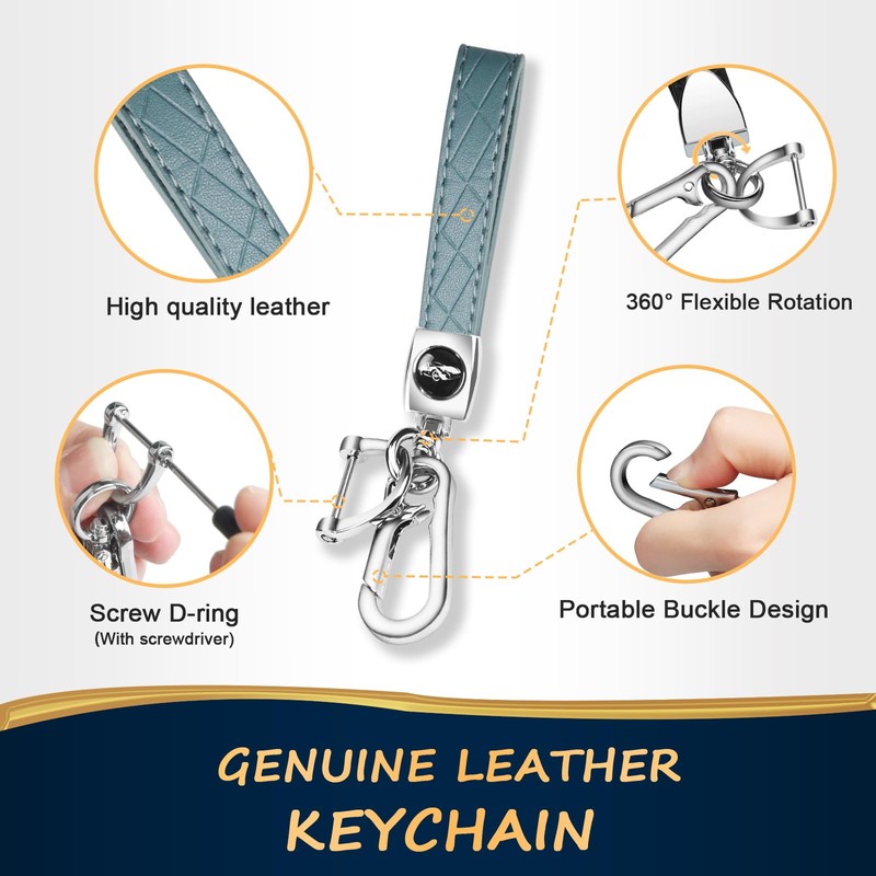 QBUC for Chevy Key Fob Cover with Keychain(Gold Trim Blue)