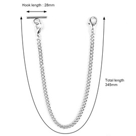 Pocket Watch Chain Albert T-Bar Chain Antique T Shaped Hanging Watch Chain 15 Inch Single Link Vest Belt