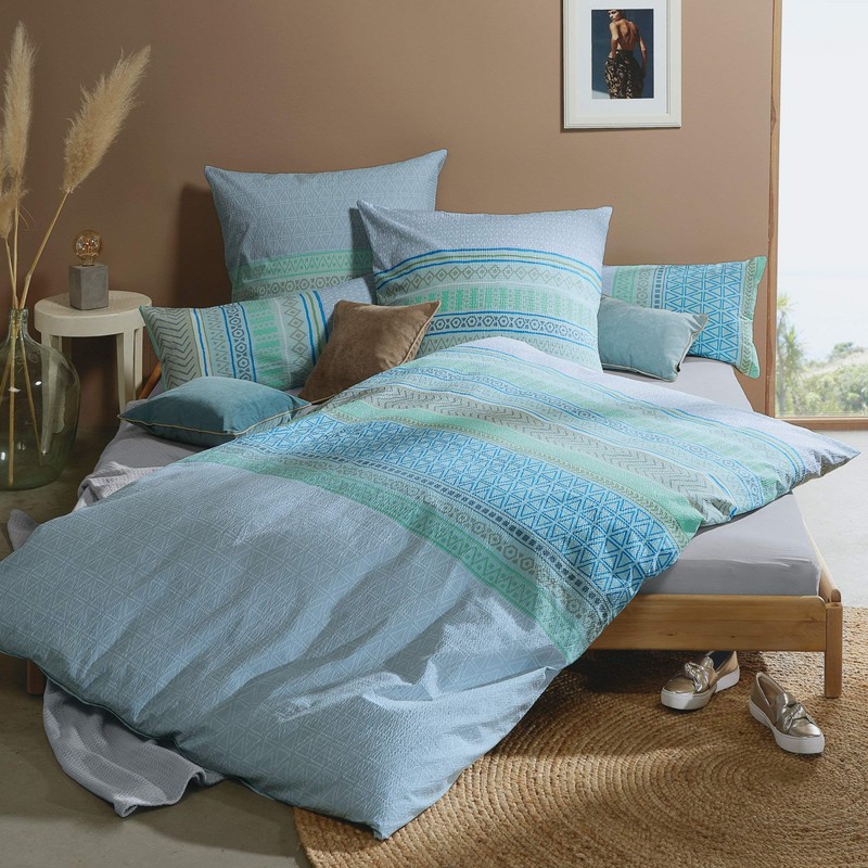 Erwin Müller Bed Linen Seersucker Blue Size 135 x 200