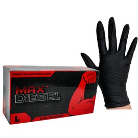 Golden Protective Services Outlet The Max Diesel, Industrial Black Nitrile Powder Free Gloves, 6 mil (Price is Per Box) (Medium)