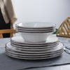 LEHAHA Farmhouse White Melamine Plates and Bowls Set, White dishes