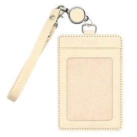 BLOOPIC Pass Case, Commuter Pass Case, With Reel, Double-Sided, Key Chain, Strap, Leather, Cute, Stretchable, Women's, Transportation IC Card Case, Thin, 2 Cards, ID Card Holder, Vertical, Employee ID
