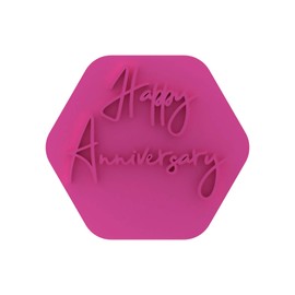 LissieLou Happy Anniversary Cookie Stamp Wedding Love Icing Fondant Embosser - Light Pink