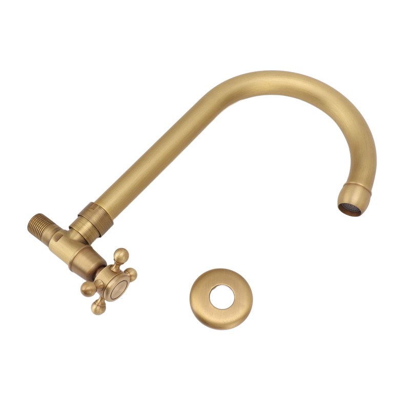 Antique Brass Basin Faucet with Cross Knob Single Handle Faucet