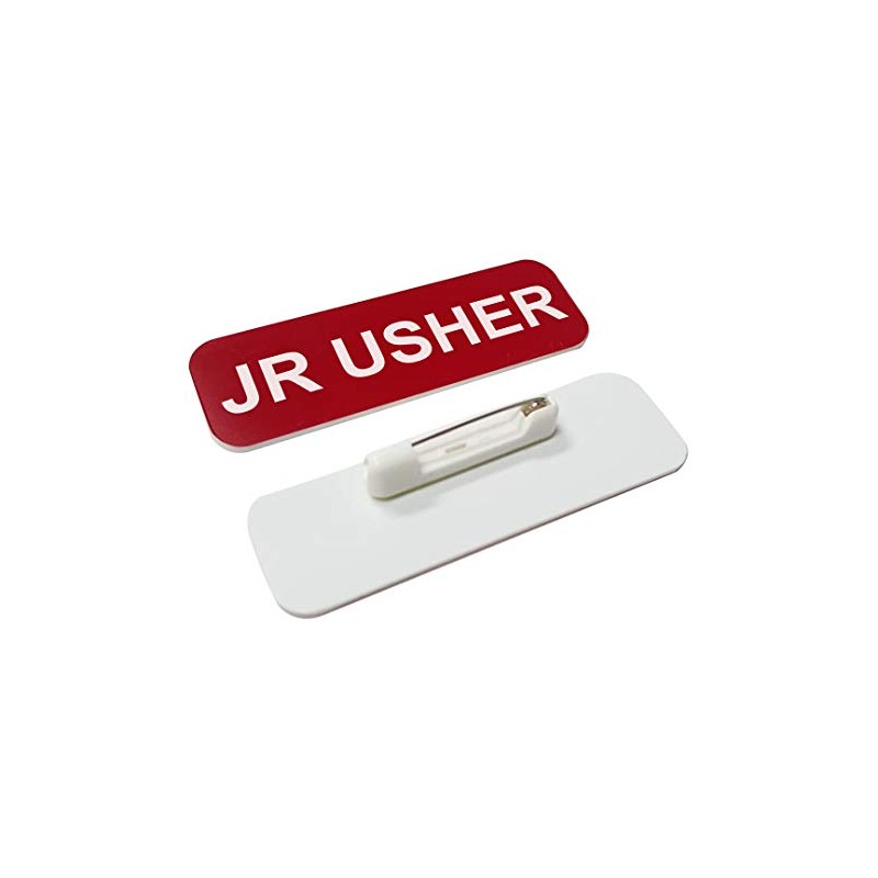 Jr Usher 1 x 3" Name Tag, Red (3 Pack)