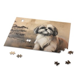 Rompecabezas de madera de animales adorables Shih Tzu 1000 piezas para adultos, rompecabezas para niños, adultos, adolescentes, juguetes para reducir 