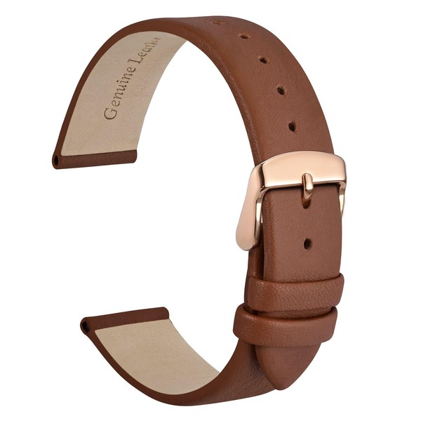WOCCI 20mm Watch Strap with Rose Gold Buckle, Elegant Genuine
