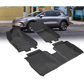 Floor Mats for Chevy Equinox EV 2024 2025, All Weather Protection TPE Rubber Floor Liners Accessories, Odorless Anti-Slip, 1st, & 2rd Row