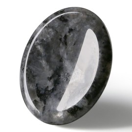 AWARDSEN Black and White Healing Crystal, Labradorite Oval Shaped Thumb Worry Stone Pocket Nature Gemstone for Anxiety Stress Relief, Wiccan Supplies, Reiki Healing, Divination, Energy Balancing