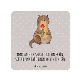 Mr. & Mrs. Panda Bierdeckel Otter Blumenstrauß 100er Set - Geschenk, Fischotter, Seeotter, niedlich, Gastgeschenk Hochzeit, Tischdeko, Otter Seeotter