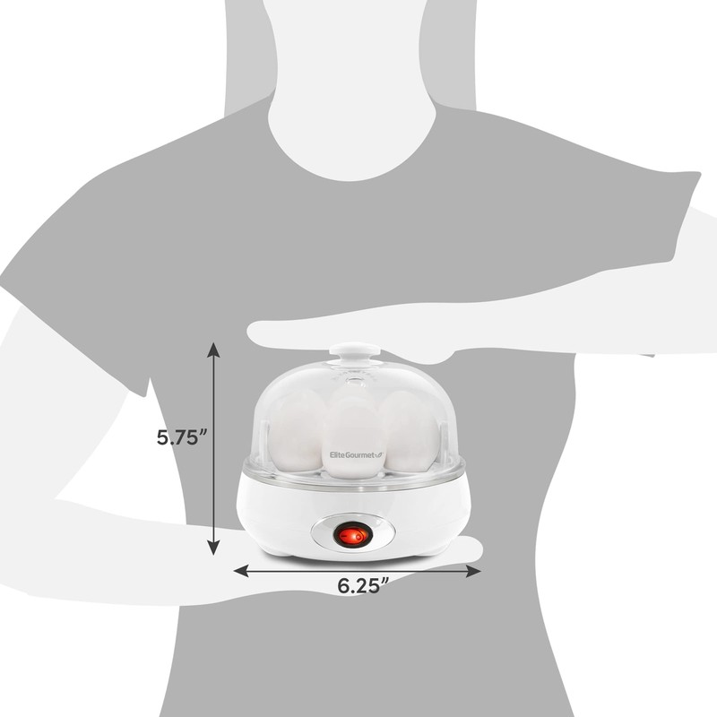 Elite Gourmet EGC322CW Easy Egg Cooker Electric 7-Egg Capacity, Soft,