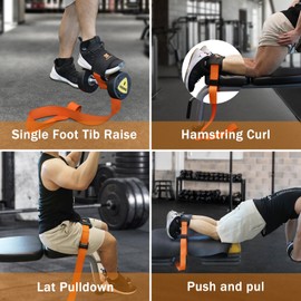 Hamstring Curl Strap,59 inches Adjustable Squat Strap Foot Dumbbell Strap,Exercise Strap Assisted Leg Curl Strap Leg Tibialis Raises Workout for Women(Banana Orange)