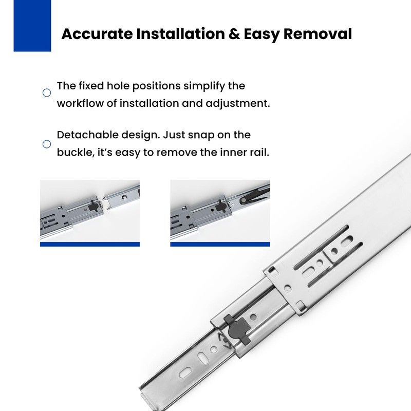 LONTAN 5 Pairs Push to Open Soft Close Drawer Slides