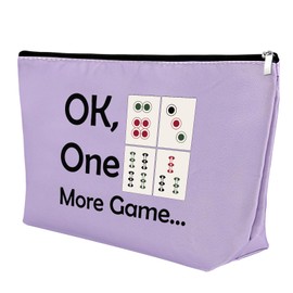 Mahjong Girls Makeup Bag Mahjong Lover Gift Cosmetic Bag Mahjong Gifts Retirement Gifts for Her Funny Gambling Gifts for Women Grandma Mother Birthday Christmas Thanksgiving Gifts Travel Pouch（Purple）