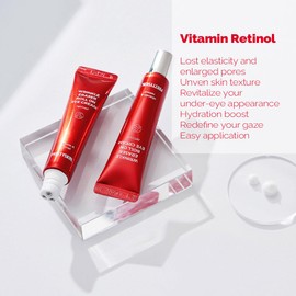 PS.PRETTYSKIN Roll On Eye Cream 30ml/1.01fl.oz. with Vitamin A and Stainless Steel ball Tip for Wrinkle Eraser and Elasticity (Retinol x 2CT)