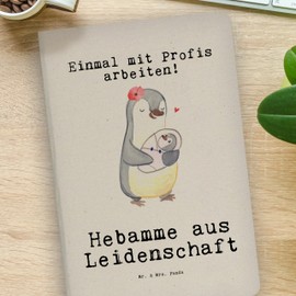 Mr. & Mrs. Panda DIN A4 Baumwoll Notizbuch Hebamme Leidenschaft - Geschenk, Notizblock, Rente, Skizzenbuch, Geburtshelfer, Notizen, Tagebuch,
