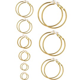 Sumind 6 Pairs Clip on Hoop Earrings Hoop Gold Earrings Non Piercing Earrings Set for Women, 6 Sizes