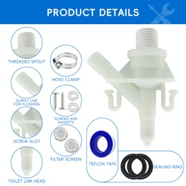 385311641 RV Water Valve Replacement Kit, RV Toilet Valve, Fits for Sealand Dometic 300 301 310 320 321 Pedal Flush Toilets, for Camper Trailer Toilets, Includes Toilet Washer (2 Sets)