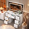 Yamissi Vanity Makeup Table Dressing Desk LED Lighted w/ Large