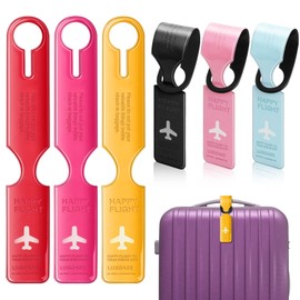 Pack of 6 PVC Suitcase Tags, Luggage Tags with Address Label Cards, Suitcase Name Badges, Suitcase Tag, Colourful for Travel, Travel Bag, Bag