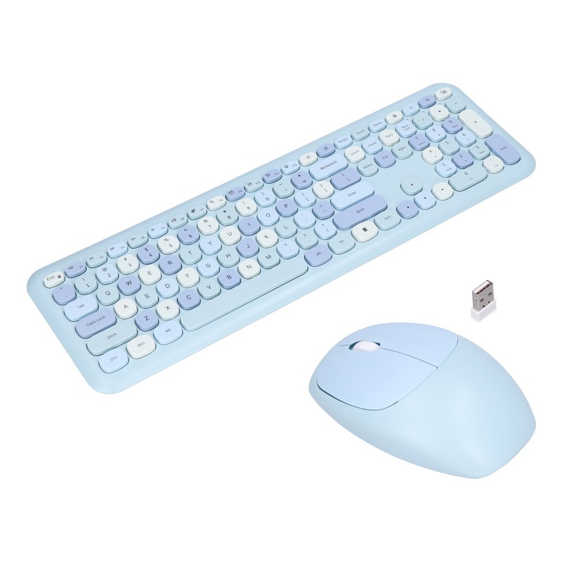 Keyboard Mouse Combo 2.4G Retro Multi Color Mute Cover Wireless