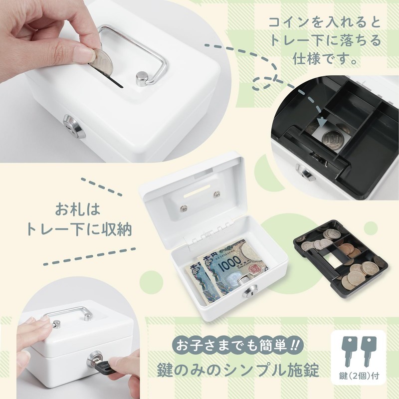 Carl CB-8050-W Okozukai Bank, For Home, Kids, Locked, Safe Type,