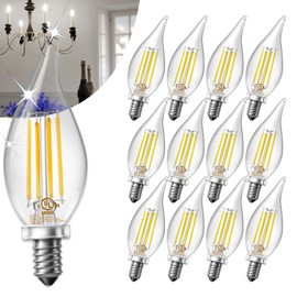 DAYBETTER E12 LED Bulb Dimmable, Chandelier Light Bulbs, Candelabra Light Bulbs 60 Watt Equivalent, 5000K Daylight White, 5.5W 600LM, Flame Tip Vintage Flame Light Bulb, 12 Pack