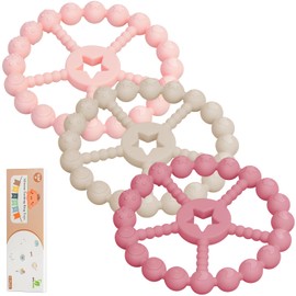 Baby Teething Toys 3-12 Months - Loviomad Ring Teether Baby Toys, Newborn Infant Essentials, Food Grade Silicone Teething Toys for Babies 6-12 Months, Shower Gifts Teething Relief (Girl/Boy)