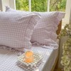 NSNLGSGC Pink Gingham Ruffle King Sheet Set, Pink Soft Pre-Washed