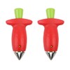 Strawberry Huller Fruit Slicer Set, Red/Green, quick Remove Strawberry berry