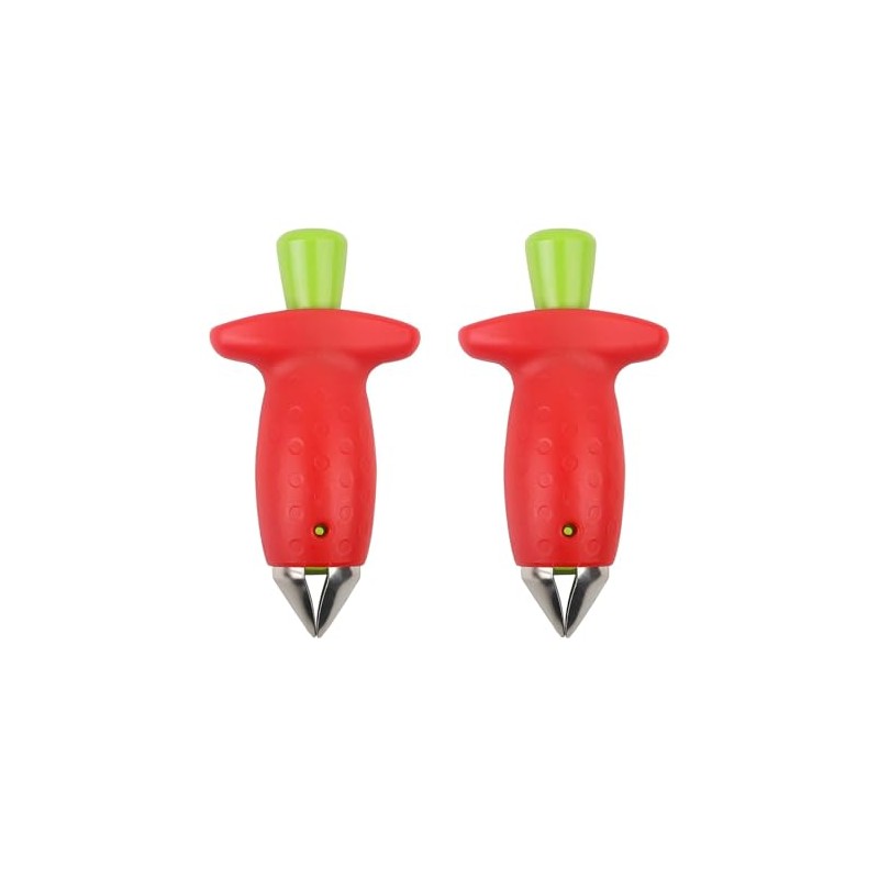 Strawberry Huller Fruit Slicer Set, Red/Green, quick Remove Strawberry berry