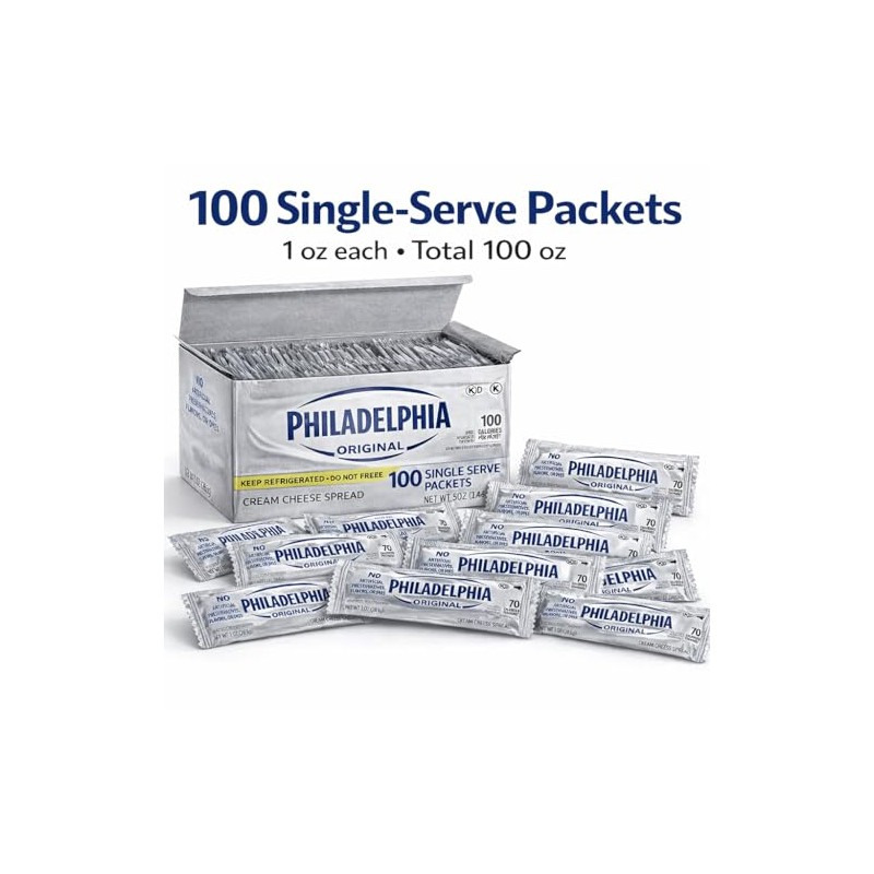 Prompt Prep Philadephia Original Cream Cheese Pouches – 100 Pouches
