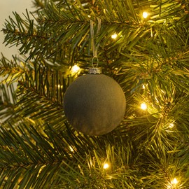 KI Store 6cm Gray Velvet Ball Ornaments 6pcs for Party Christmas Tree Baby Shower First Christmas Decorations