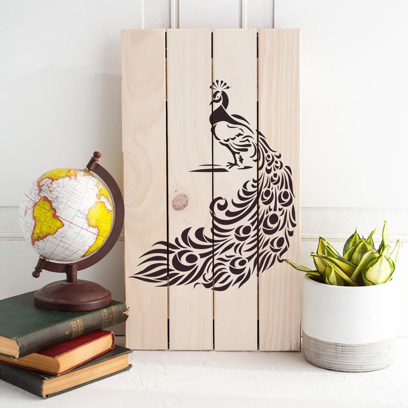 Peacock Art Stencil - Peacock Feather Design