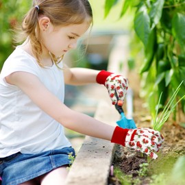 Ramede 6 Pairs Kids Gardening Gloves Safety Non Slip Gloves for 3-10 Years Old Boys Girls, 6 Styles(Cute Style,X-Small)