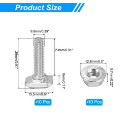 PATIKIL M6x25 Hammer Head Bolt T Screw, 10 Pcs T Slot Drop in Bolt Hammer Head Bolts with 10 Pcs Hexagon Flange Nuts for 3030 Series European Standard Aluminum Profile