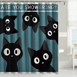 Typruye Black Cat Shower Curtain Set Bathroom are You Showering Curtains Theme for Bathroom Polyester Fabric 72 x 72 Inches