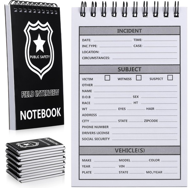 Teling 12 Pcs Public Safety Police Field Interview Notebook Report