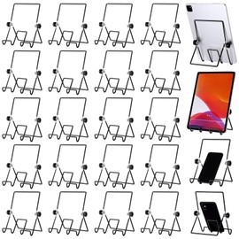 Kenning 24 Pack Adjustable Plate Stands for Display 7.1 Inch Black Metal Foldable Easel Book Display Stands Bulk Decorative Plate Holders for Platter Frame Photo Tabletop Art(Four Corners)