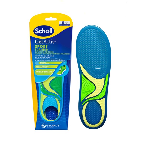 Scholl GelActiv Sport Insoles for Women - All Day Comfort for Sports Shoes - Super Shock Absorption with GelWave Technology - Size 35.5 to 40.5, blue