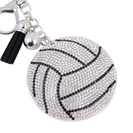 Unbranded Bling Crystal Volleyball Tassel Keychain