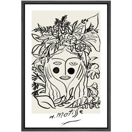 SIGNLEADER Framed Canvas Print Wall Art Matisse Floral Nature Woman Portrait Abstract Shapes Illustrations Modern Art Decorative Minimal Relax/Calm for Living Room, Bedroom, Office - 16"x24" Black