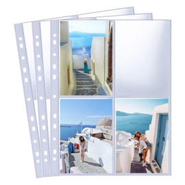 CLKE 30 Pack 120 Pockets Transparent Postcard Sleeves for A4 2/3/4 Ring Binder, Photo Album Refill Pages Kpop photocard Binder, 2 Pocket Single Sided Photo Page Protector(31cm*23cm)