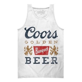 Tee Luv Men's Distressed Coors Banquet Beer Tank Top, White, XXL