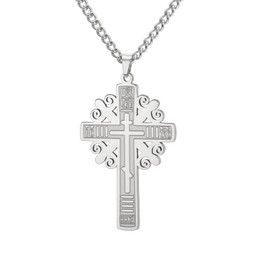 EUEAVAN Russian Orthodox Cross Necklace Orthodox IC XC NIKA Cross Necklace Jesus Crucifix Bizantine Cross Pendant Christian Orient Cross Retro Religious Jewellery, Stainless Steel, No Gemstone