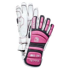Hestra Unisex RSL Comp Vertical Cut 5-Finger Glove I Windproof, Insulated Alpine Racing Gloves - Offwhite/Cerise - 7