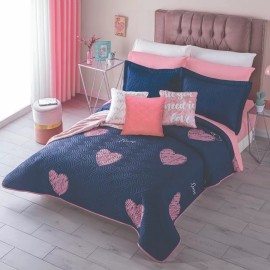 Colchas Concord Edredón Ligero Doble Vista Marino Matrimonial Heart Concord