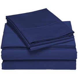 Full XL 100% Microfiber Double Brushed Sheet Set - Extra-Soft, Breathable & Wrinkle-Free - 15" Deep Pockets, 54" x 80" - Ideal for Extra Long Full Beds - 4PC Set (Full XL, Navy)