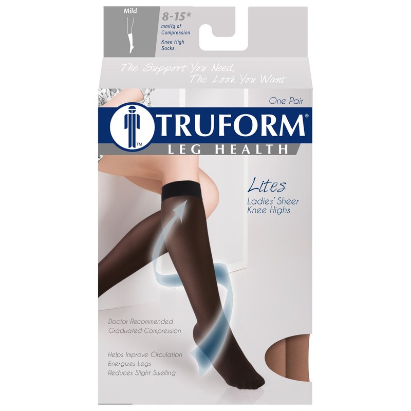 Truform Sheer Compression Stockings, 8-15 mmHg, Women's Knee High Length,